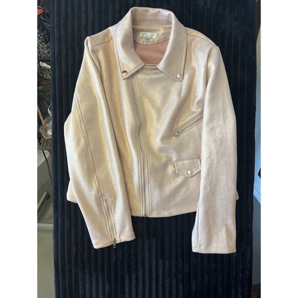 Solitaire by Ravi Khosla Women’s Metallic Pink Jacket Size Large Full Zip - Picture 2 of 6